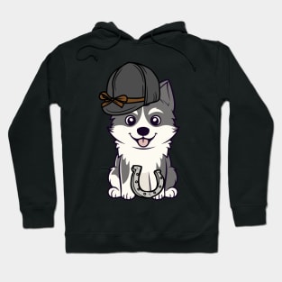 Funny husky dog is ready to ride a horse Hoodie